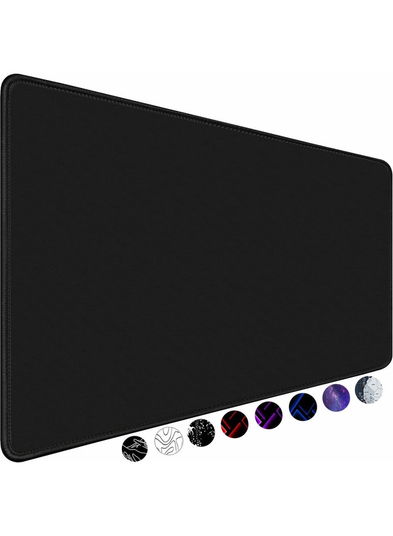 لوحة فأرة كبيرة، لوحة فأرة للألعاب، لوحات فأرة طويلة، لوحة فأرة كبيرة مقاومة للماء بحافة مخيطة، لوحة فأرة XXL غير قابلة للانزلاق باللون الأسود لطاولة الكمبيوتر للاعبين، المكتب والمنزل، أسود - Image 1